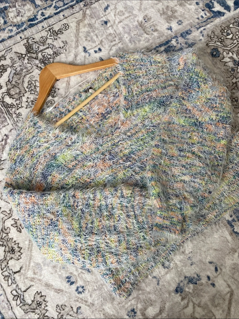 Free People Gelato Fuzzy V-Neck Sweater Multi Pastel